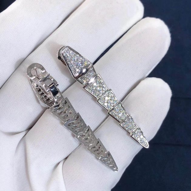 inspired bvlgari serpenti earrings in 18kt white gold set with full pave diamonds 620a2c800fc25