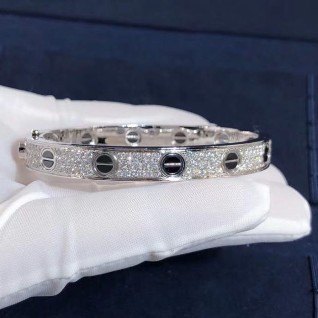 inspired cartier love bracelet 18k white gold black ceramic paved diamonds n6032417 6209c9993b96a