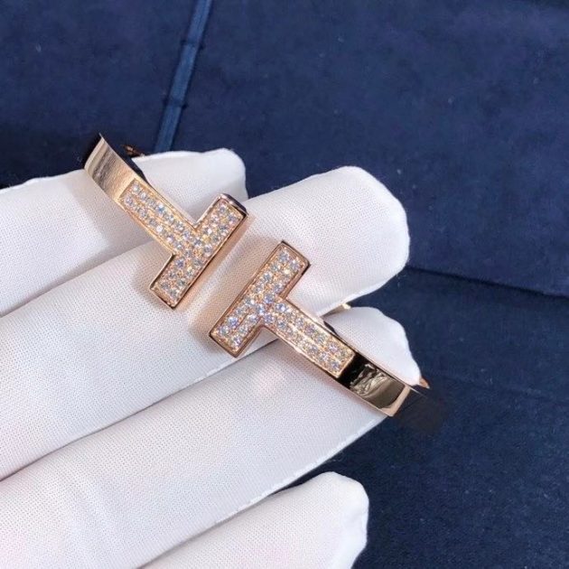 inspired tiffany t bracelet t two 18k rose gold with diamonds square bangle 6209f3561332f