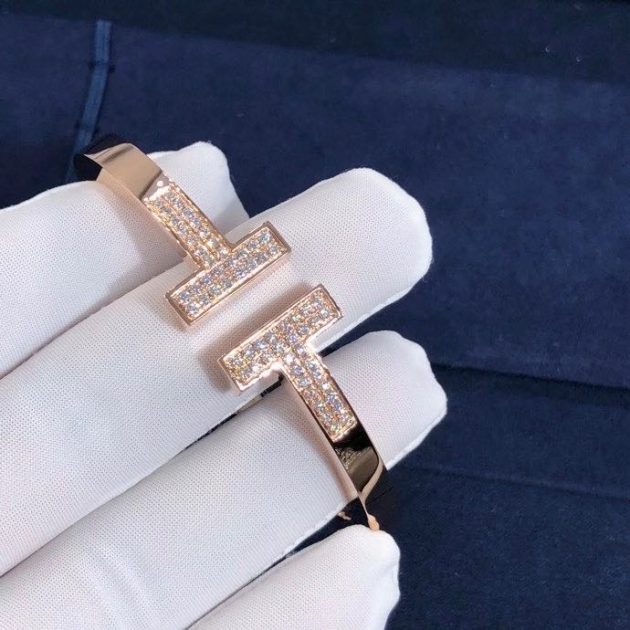 inspired tiffany t bracelet t two 18k rose gold with diamonds square bangle 6209f3587901e