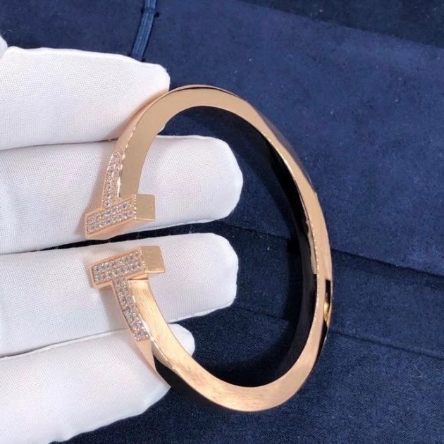 inspired tiffany t bracelet t two 18k rose gold with diamonds square bangle 6209f362ee0f4