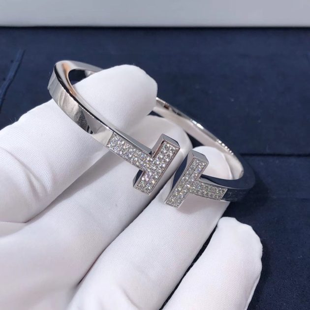 inspired tiffany t square bracelet in 18k white gold with pave diamond 6209fb890e34d