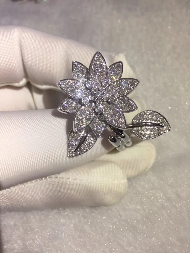 inspired van cleef and arpels diamond lotus between the finger ring 18k white gold 62087f489e9ba