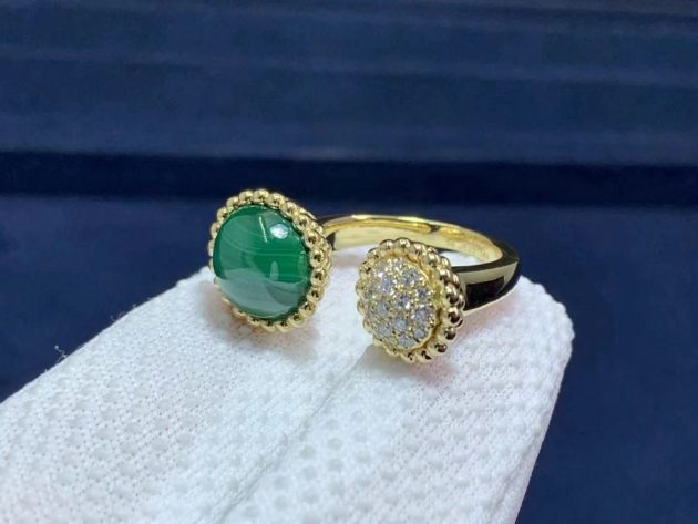 inspired van cleef arpels 18k gold perlee couleurs malachite diamond between the finger ring 620876caf3124