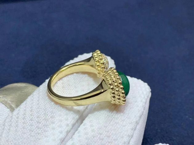 inspired van cleef arpels 18k gold perlee couleurs malachite diamond between the finger ring 620876d79d94c