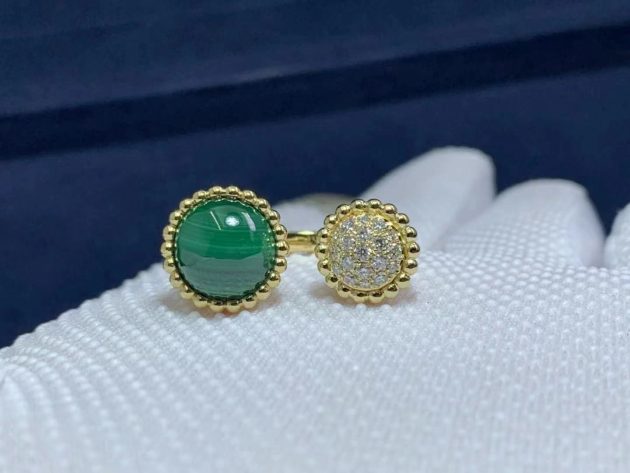 inspired van cleef arpels 18k gold perlee couleurs malachite diamond between the finger ring 620876db9d562
