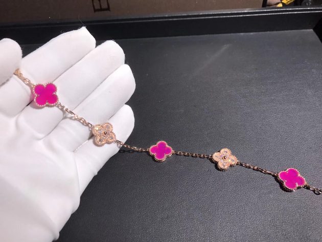 inspired van cleef arpels vintage alhambra bracelet 5 motifs 18k pink gold stones combination 62086716508e6