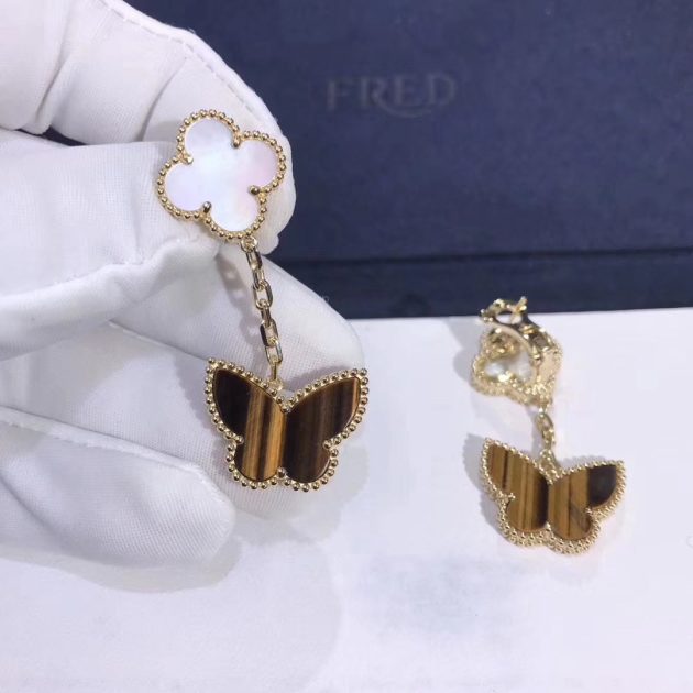 lucky alhambra earrings in 18k pink gold with 2 motifs 620864c00218e