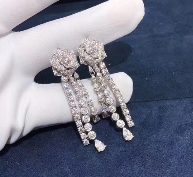 piaget diamonds rose earrings in 18k white gold 620a538c2d58b