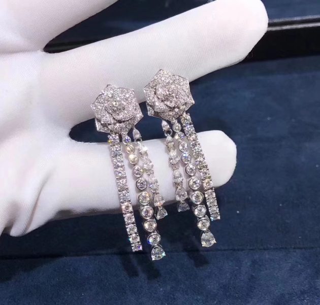 piaget diamonds rose earrings in 18k white gold 620a53a5db319