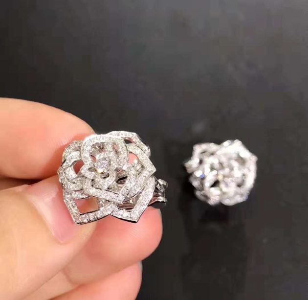 piaget rose earrings in 18k white gold set with diamonds 620a51e941e94