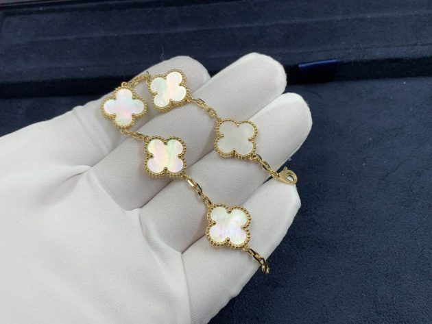 real 18k yellow gold vintage alhambra bracelet 5 motifs 620862daeeeb5