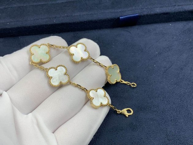 real 18k yellow gold vintage alhambra bracelet 5 motifs 620863c5efba4