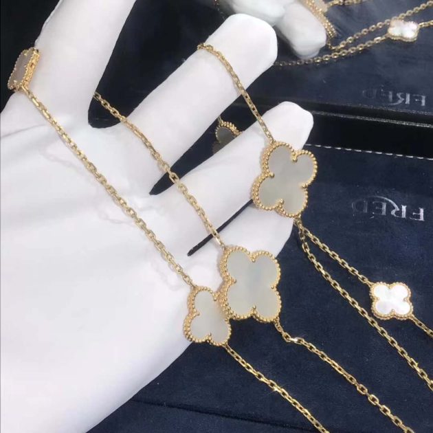 real gold van cleef arpels magic alhambra 16 motifs long necklace 18k yellow gold white mother of pearl 62087b2b7e211