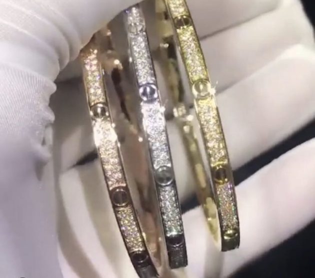 solid 18k white gold cartier love bracelet paved diamonds sm 6209d0cca74d0