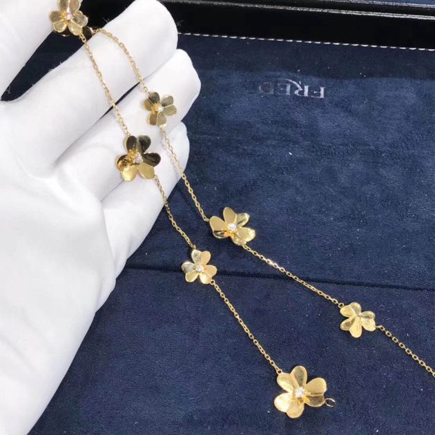 solid real van cleef arpels frivole necklace 9 flowers yellow gold diamond 62085a7365e52
