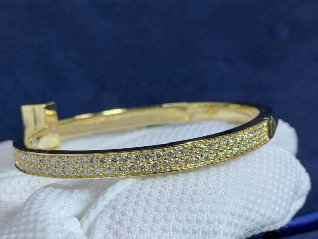tiffany 18k yellow gold t1 wide diamond hinged bangle bracelet 6209eb3ba90dc
