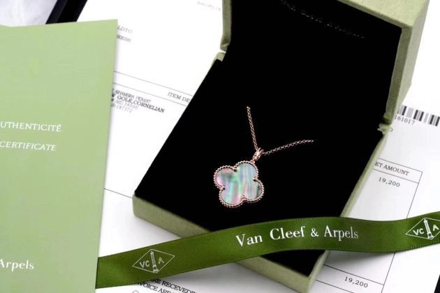 van cleef arpels 18k rose gold gray mother of pearl magic alhambra 1 motif long necklace vcarp6i200 6207a7ebd1527