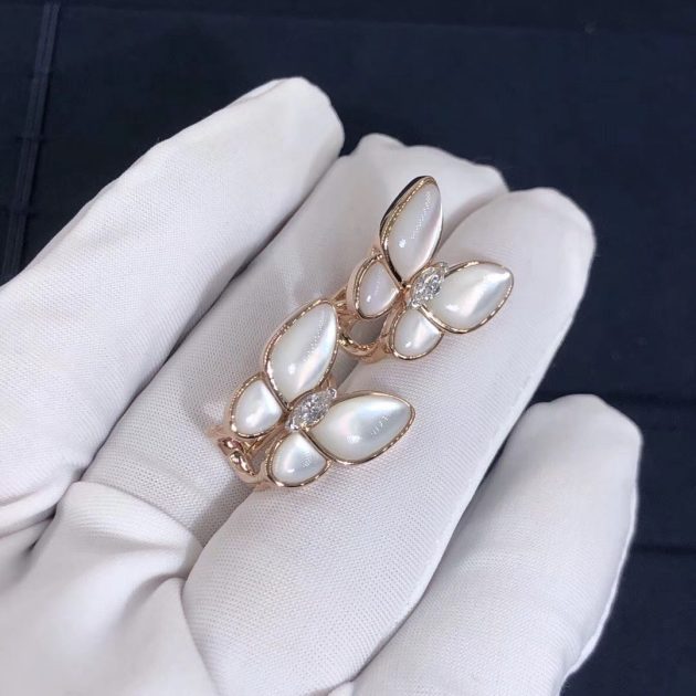 van cleef arpels 18k rose gold mother of pearl diamond two butterfly earrings vcaro8fn00 62084dd067f4c