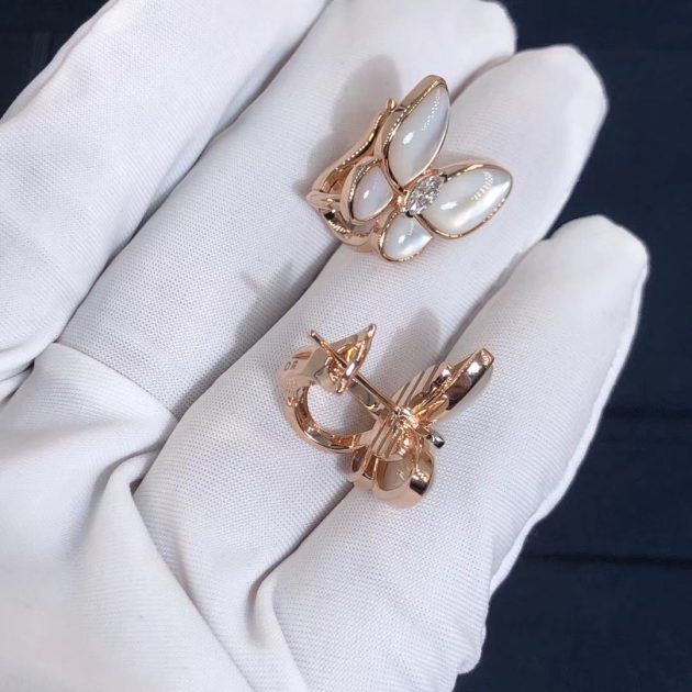 van cleef arpels 18k rose gold mother of pearl diamond two butterfly earrings vcaro8fn00 62084dd379b2c