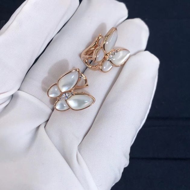 van cleef arpels 18k rose gold mother of pearl diamond two butterfly earrings vcaro8fn00 62084dd6bcf8c