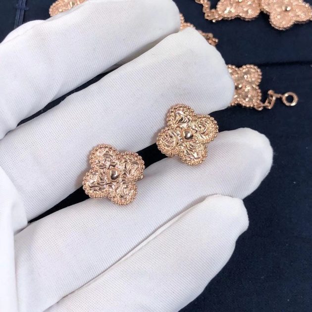 van cleef arpels 18k rose gold vintage alhambra clover earrings vcarn9t400 62085448a5b90