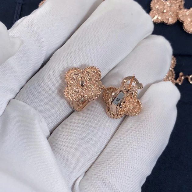 van cleef arpels 18k rose gold vintage alhambra clover earrings vcarn9t400 62085455c3453