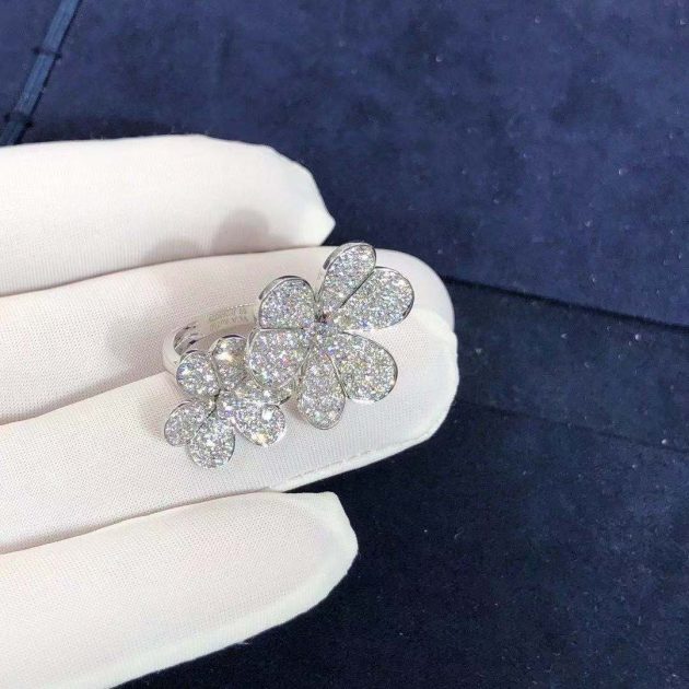 van cleef arpels 18k white gold frivole diamond between the finger ring 6207b6bf10940
