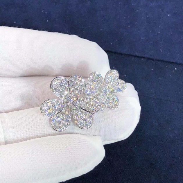 van cleef arpels 18k white gold frivole diamond between the finger ring 6207b6c39b426