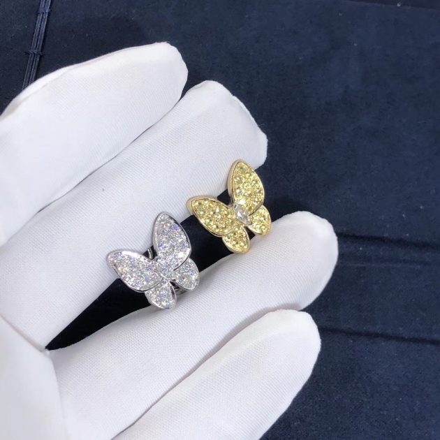 van cleef arpels 18k white gold yellow gold diamond yellow sapphire two butterfly earrings vcarb15100 62084f34014a1