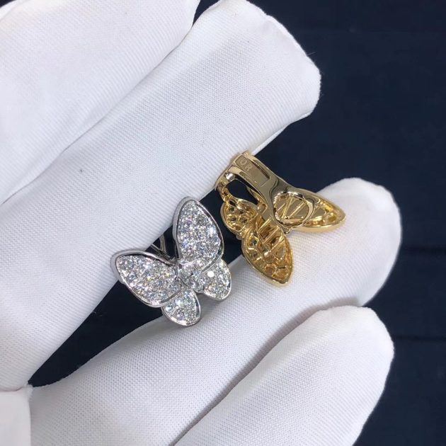 van cleef arpels 18k white gold yellow gold diamond yellow sapphire two butterfly earrings vcarb15100 6208506227b47