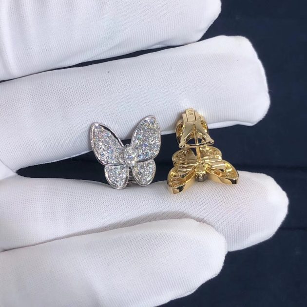 van cleef arpels 18k white gold yellow gold diamond yellow sapphire two butterfly earrings vcarb15100 62085064f023e