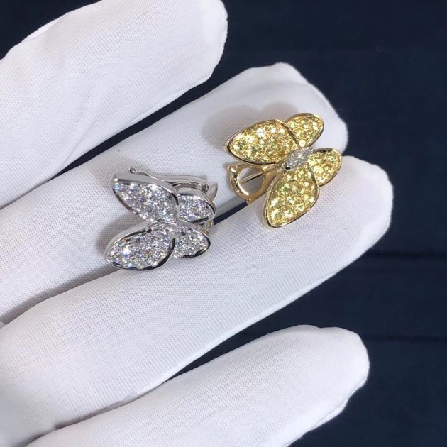 van cleef arpels 18k white gold yellow gold diamond yellow sapphire two butterfly earrings vcarb15100 62085067d45a3