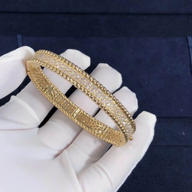 van cleef arpels 18k yellow gold 3 row perlee diamonds bracelet large model vcaro3yc00 6207f3a6e49bf