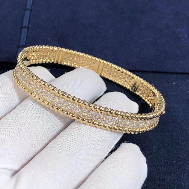 van cleef arpels 18k yellow gold 3 row perlee diamonds bracelet large model vcaro3yc00 6207f4ce1c905
