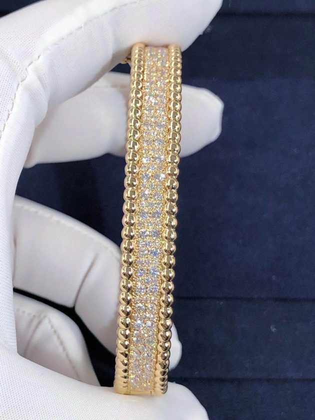 van cleef arpels 18k yellow gold 3 row perlee diamonds bracelet large model vcaro3yc00 6207f4eae7996