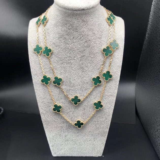 van cleef arpels 18k yellow gold malachite 20 motifs vintage alhambra necklace vcarl88100 6207ba48afbce