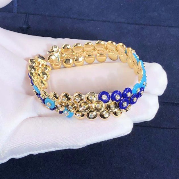 van cleef arpels bouton dor 18k yellow gold diamond lapis lazuli turquoise bracelet vcarp1al00 6207a0c9d35c5