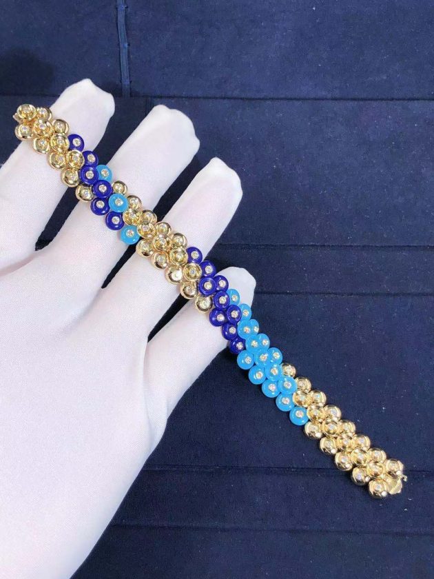van cleef arpels bouton dor 18k yellow gold diamond lapis lazuli turquoise bracelet vcarp1al00 6207a0f2c2c3a