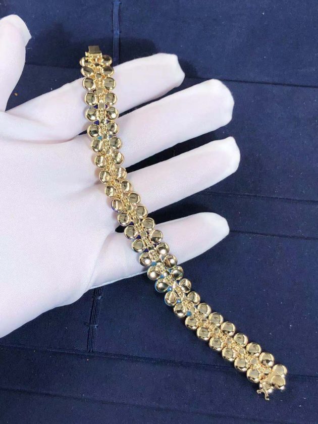 van cleef arpels bouton dor 18k yellow gold diamond lapis lazuli turquoise bracelet vcarp1al00 6207a106c75ae