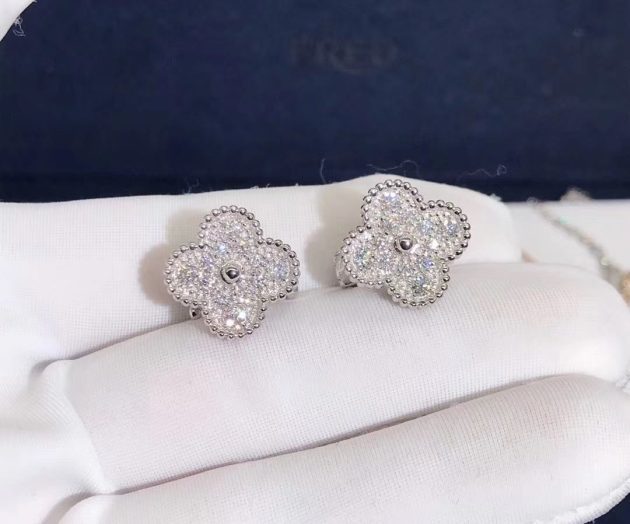 van cleef arpels magic alhambra earrings 18k white gold with diamonds 620872cc14ebd