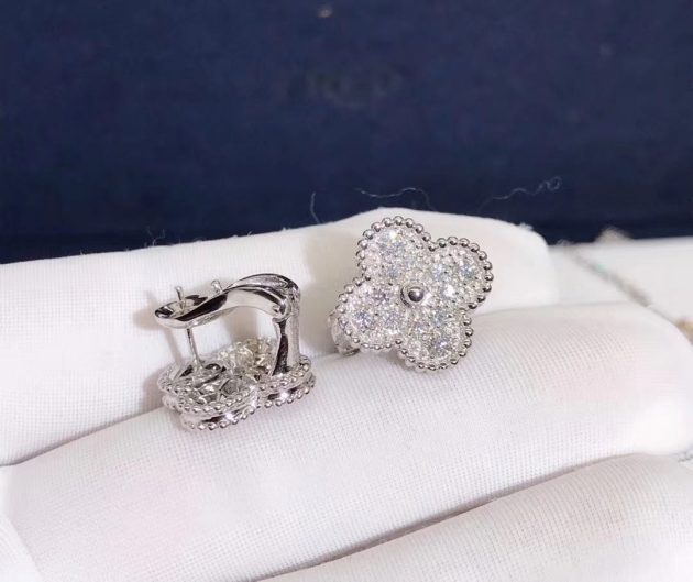 van cleef arpels magic alhambra earrings 18k white gold with diamonds 620872cfc8978