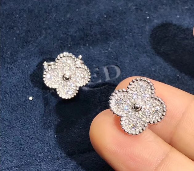 van cleef arpels magic alhambra earrings 18k white gold with diamonds 620872d3b0a9c