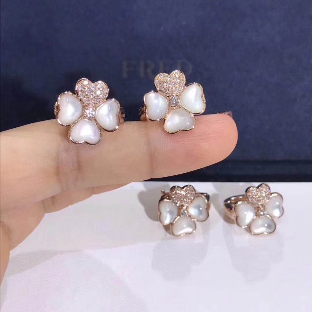 van cleef arpels medium cosmos earrings 18k pink gold with diamonds mother of peal vcaro5bz00 62087064c70fc