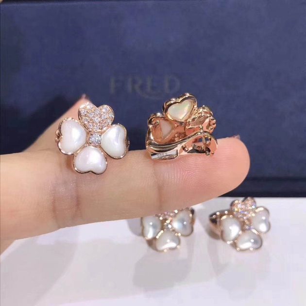 van cleef arpels medium cosmos earrings 18k pink gold with diamonds mother of peal vcaro5bz00 6208706bf143e