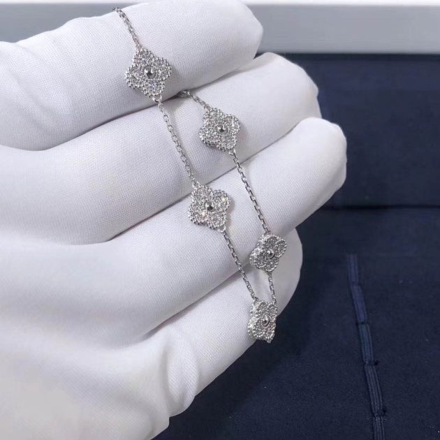 van cleef arpels sweet alhambra 18k white gold 6 diamond motifs bracelet 6208684bf3759