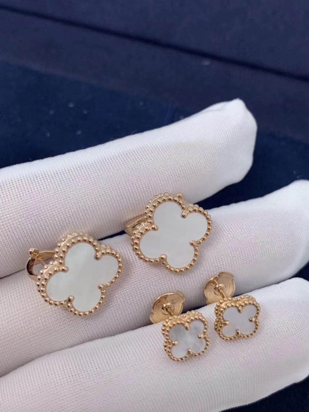 van cleef arpels sweet alhambra earstuds 18k yellow gold with mother of pearl motifs vcara44800 62086e2b91a00