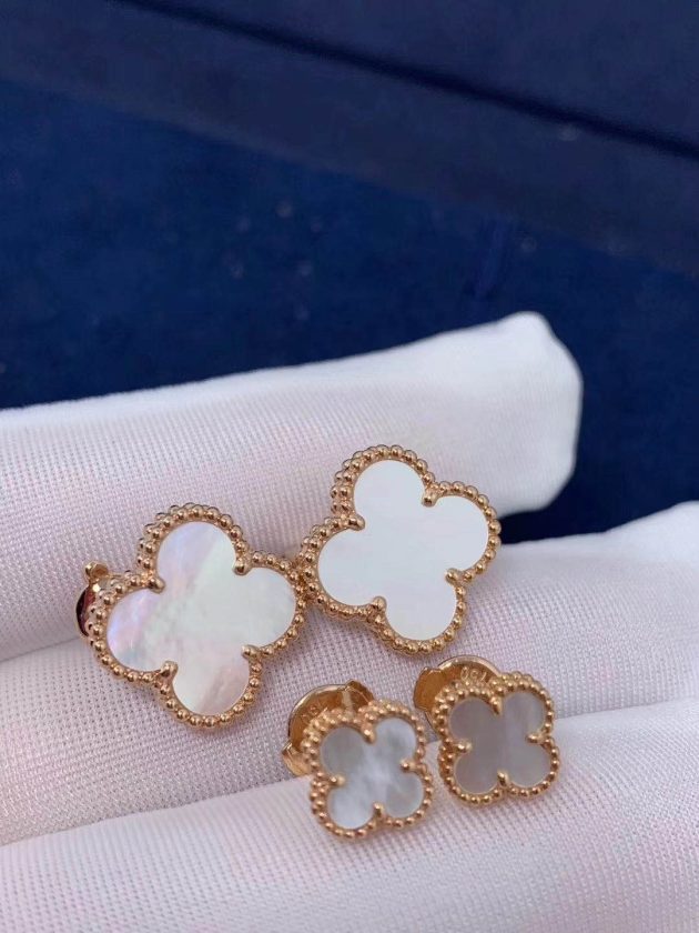 van cleef arpels sweet alhambra earstuds 18k yellow gold with mother of pearl motifs vcara44800 62086e33a11ae