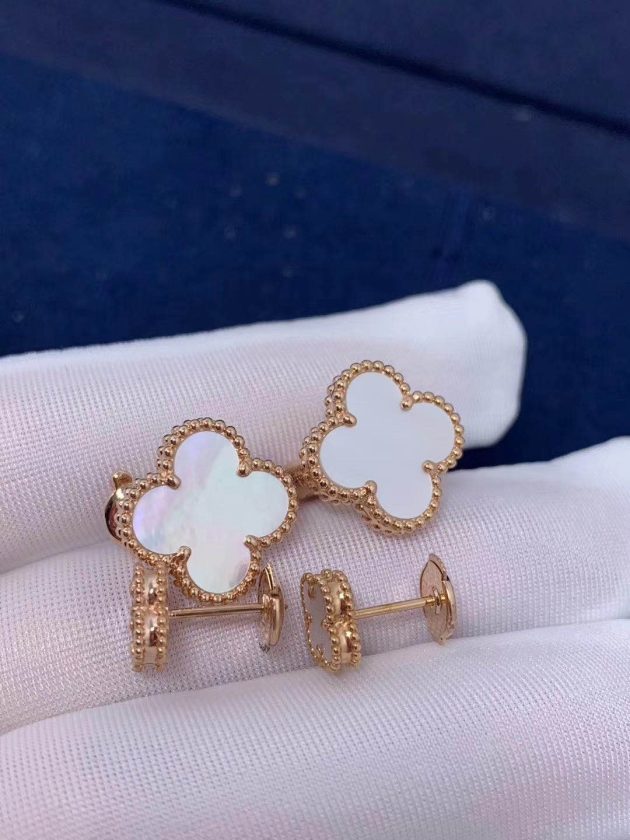 van cleef arpels sweet alhambra earstuds 18k yellow gold with mother of pearl motifs vcara44800 62086e3747148