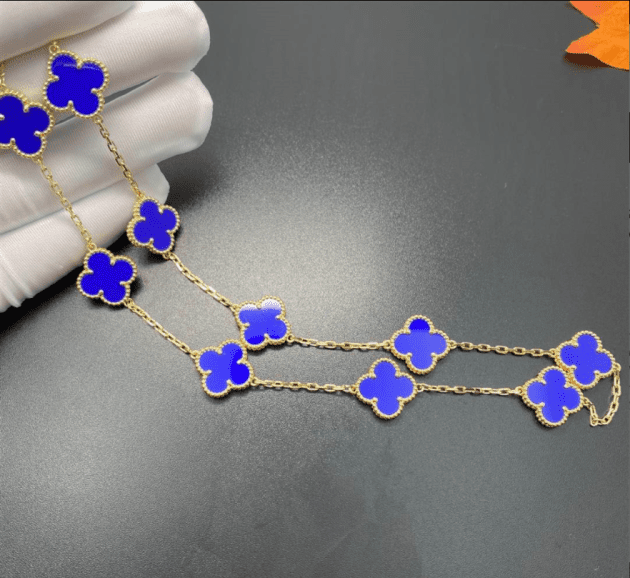 van cleef arpels vintage alhambra 10 motif lapis lazuli 18k yellow gold necklace vcarp34800 6207b401945c6